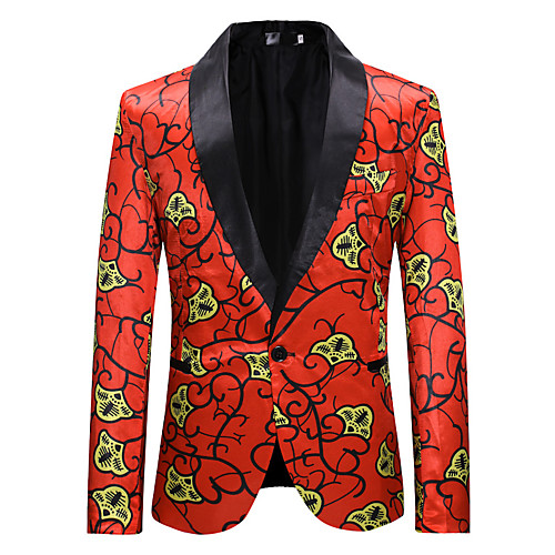 

Men's Blazer Peaked Lapel Polyester Red