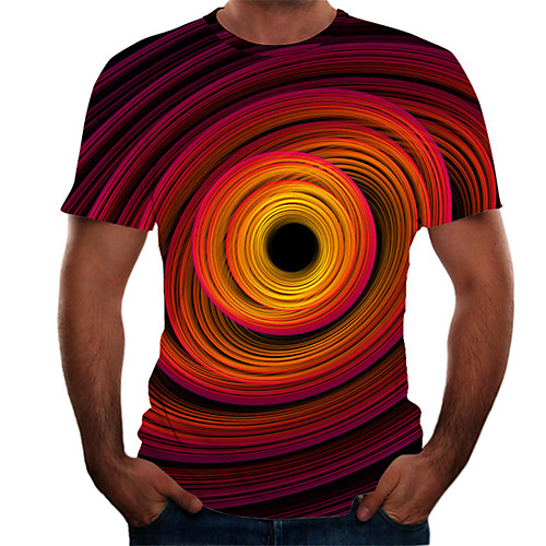 

Men's Daily Basic T-shirt - Color Block / 3D Print Rainbow