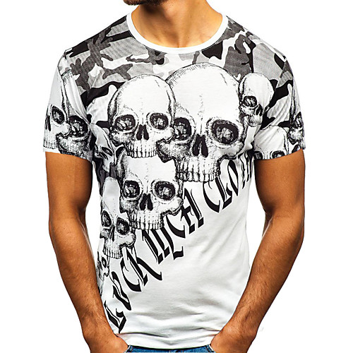 

Men's Daily Sports Basic / Elegant T-shirt - Solid Colored / Skull White