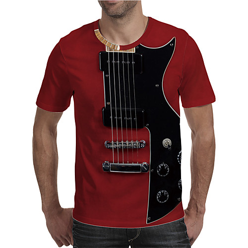 

Men's Holiday Going out Street chic / Exaggerated T-shirt - Geometric / Color Block / 3D Print Rainbow