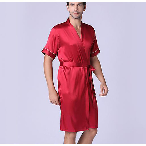 

Men's Deep V Robes Pajamas Solid Colored