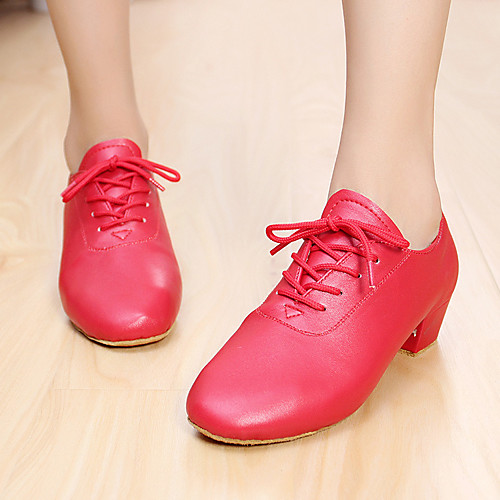 

Women's Jazz Shoes Suede Heel Flat Heel Dance Shoes Black / Red