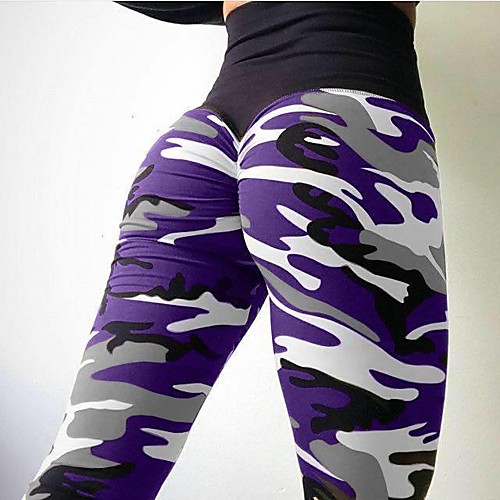 

Women's High Waist Leggings Running Tights Compression Pants Sports Winter Underwear Leggings Bottoms Running Fitness Jogging Moisture Wicking Butt Lift Tummy Control Camouflage Purple Yellow