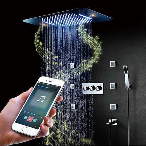 

Shower Set Set - Handshower Included LED Rain Shower Contemporary Chrome Wall Mounted Ceramic Valve Bath Shower Mixer Taps