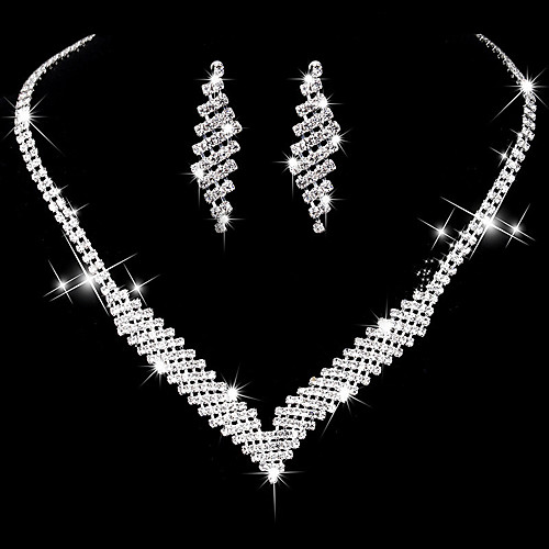 

Women's Silver Synthetic Diamond Jewelry Set Classic Luxury Elegant Fashion Earrings Jewelry Silver For Wedding Party Evening Formal Engagement 3pcs