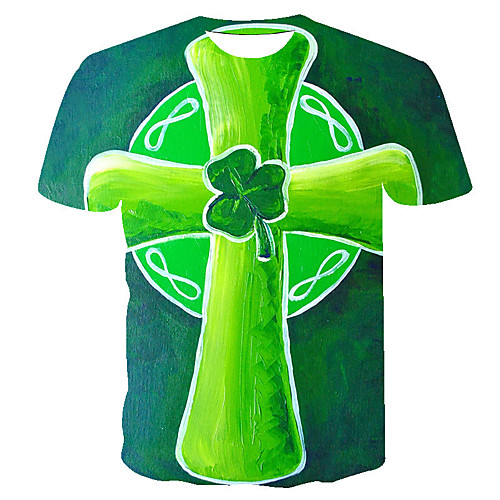 

Men's Daily Going out Basic T-shirt - 3D / Graphic / Scenery Print Green