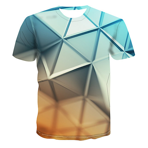 

Men's Club Weekend Street chic / Punk & Gothic T-shirt - 3D / Abstract / Graphic Print Light Blue