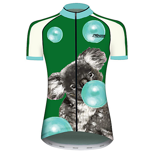 

21Grams Women's Short Sleeve Cycling Jersey 100% Polyester Green / Yellow Animal Balloon Koala Bike Jersey Top Mountain Bike MTB Road Bike Cycling UV Resistant Breathable Quick Dry Sports Clothing