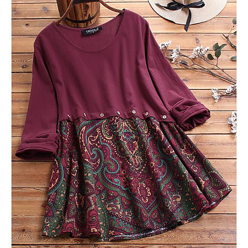 

Women's Daily Blouse - Color Block Red