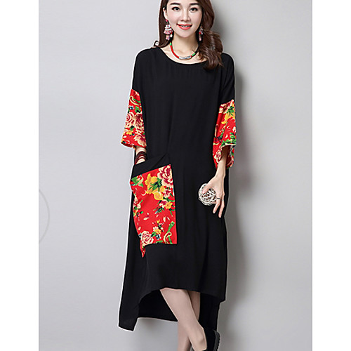 

Women's Black Dress Shift Print M Oversized