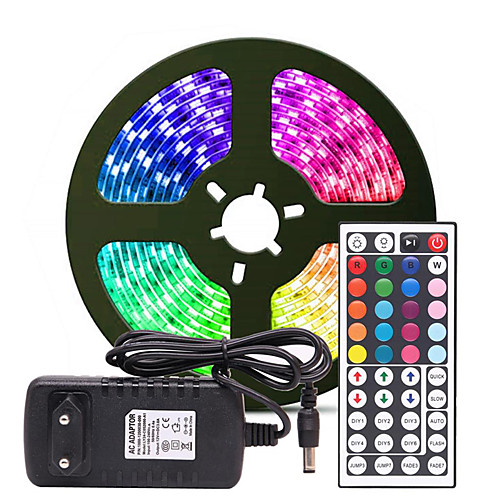

5m Flexible LED Light Strips / Light Sets / RGB Strip Lights 300 LEDs SMD3528 8mm 1 24Keys Remote Controller / 1 x 2A power adapter 1 set Multi Color Waterproof / Cuttable / Party 12 V