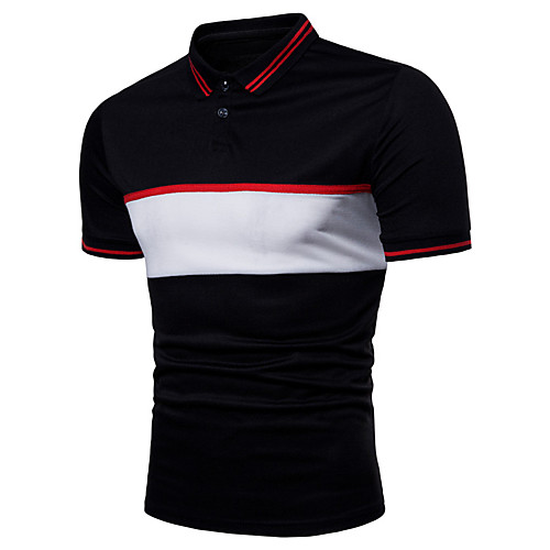 

Men's Daily Work Basic / Elegant Polo - Striped / Solid Colored White