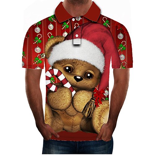 

Men's Daily Going out Street chic / Exaggerated Polo - Color Block / 3D / Graphic Red
