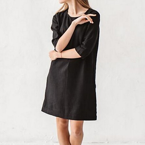 

Women's Khaki Brown Dress A Line Solid Color S M Loose