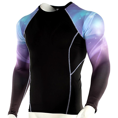 

Men's Patchwork Compression Shirt Running Shirt Running Active Training Jogging Windproof Breathable Soft Sportswear Compression Clothing Top Long Sleeve Activewear Stretchy