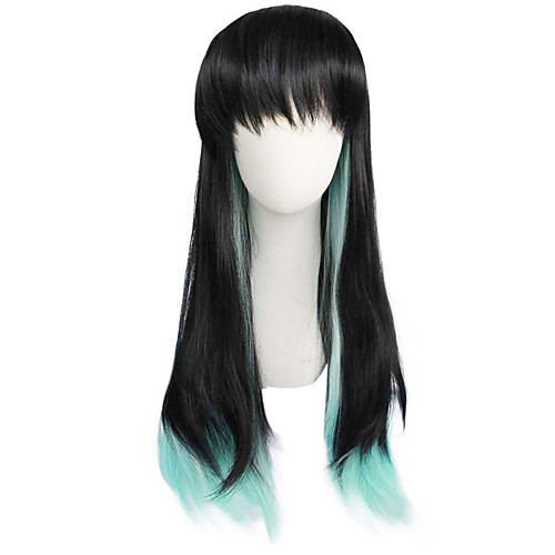 

Demon Slayer: Kimetsu no Yaiba Tokitou Muichirou Cosplay Wigs Women's Straight bangs 31 inch Heat Resistant Fiber kinky Straight Multi-color Black Anime