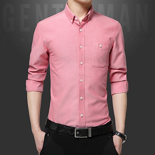 

Men's Daily Work Business / Elegant Shirt - Geometric / Solid Colored Black / White / Blue Blushing Pink