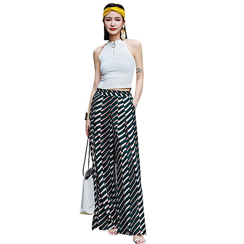 

Women's Basic Chinos Pants - Striped Black S M L