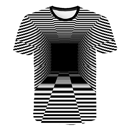

Men's Daily Sports Street chic / Exaggerated T-shirt - Striped / Geometric / 3D Print Rainbow