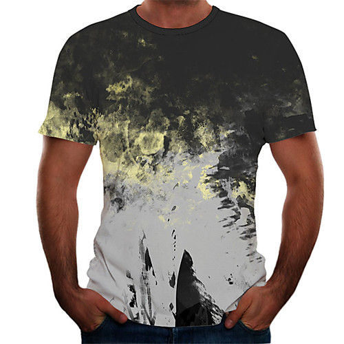 

Men's Daily Basic T-shirt - Color Block / 3D Print Gray