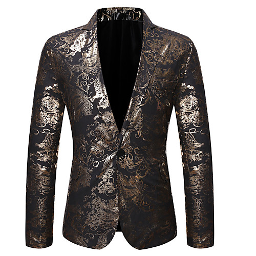 

Men's Blazer Peaked Lapel Polyester Gold / Blue / Silver