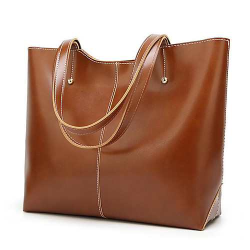 

Women's Polyester / PU Top Handle Bag Solid Color Black / Brown / Wine