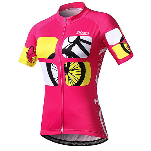 

21Grams Women's Short Sleeve Cycling Jersey 100% Polyester Fuchsia Patchwork Butterfly Bike Jersey Top Mountain Bike MTB Road Bike Cycling UV Resistant Breathable Quick Dry Sports Clothing Apparel