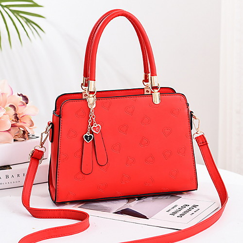 

Women's Zipper PU Top Handle Bag Solid Color Red / Royal Blue / Black