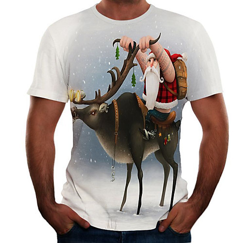 

Men's Daily Basic T-shirt - Color Block / 3D Print White