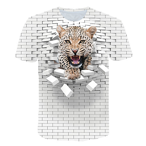 

Men's Plus Size 3D Graphic Tiger Print T-shirt Basic Exaggerated Daily Sports Round Neck White / Short Sleeve / Animal