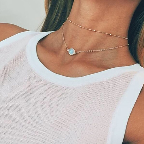 

Women's Choker Necklace Necklace Friends European Romantic Casual / Sporty Sweet Chrome White Purple Blushing Pink Green 40 cm Necklace Jewelry 1pc For Street Festival