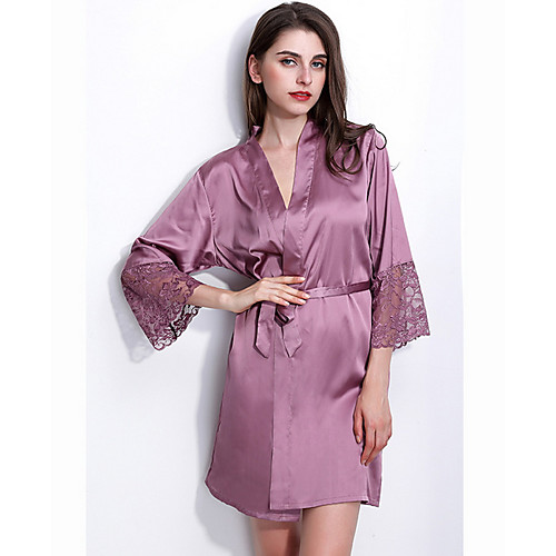 

Women's Deep V Robes Pajamas Solid Colored