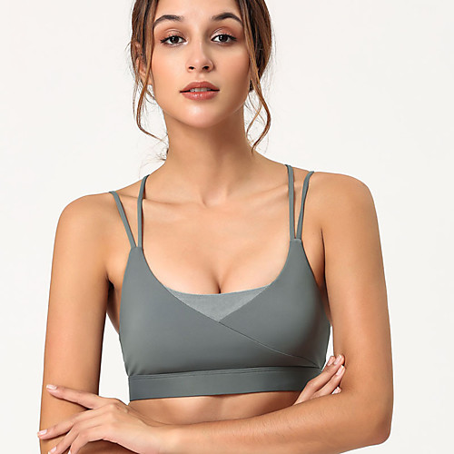 

Women's Sports Bra Yoga Top Removable Pad Solid Color Light Green Light Purple Light Blue Elastane Yoga Running Fitness Bra Top Sleeveless Sport Activewear Breathable Quick Dry Comfortable High