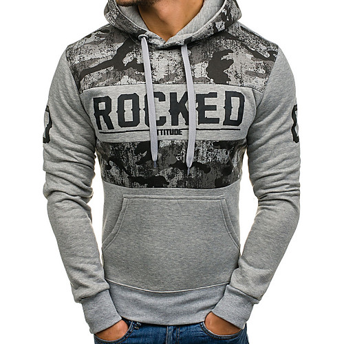 

Men's Casual Hoodie - Print Light gray US32 / UK32 / EU40