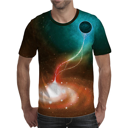 

Men's Holiday Going out Street chic / Exaggerated T-shirt - Geometric / Color Block / 3D Print Rainbow