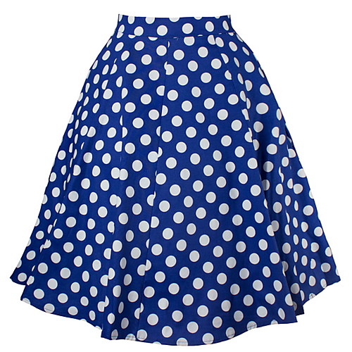 

Women's Basic Swing Skirts - Polka Dot Red Blue White S M L