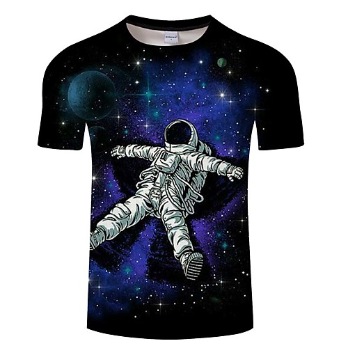 

Men's Daily Going out Basic T-shirt - Geometric / 3D / Portrait Print Black