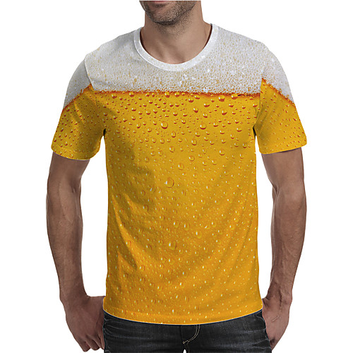 

Men's Holiday Going out Street chic / Exaggerated T-shirt - Geometric / Color Block / 3D Print Rainbow
