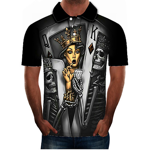 

Men's Daily Going out Street chic / Exaggerated Polo - Color Block / 3D / Graphic Black