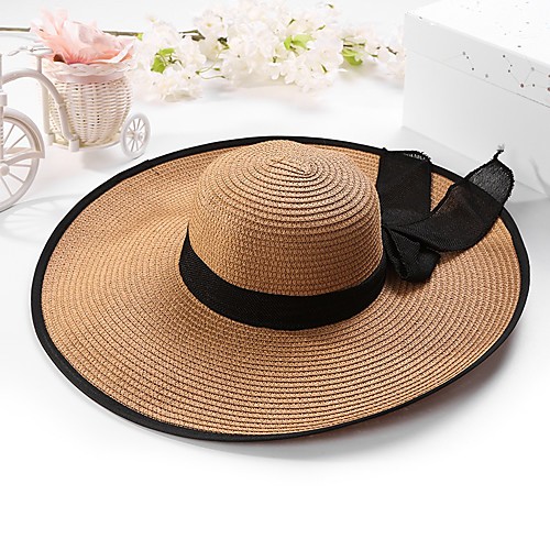 

Women's Basic Straw Sun Hat-Solid Colored Khaki White Beige