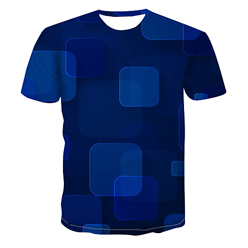 

Men's Club Weekend Street chic / Punk & Gothic T-shirt - Geometric / 3D / Abstract Print Royal Blue
