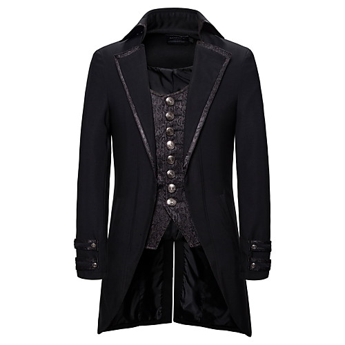 

Men's Blazer, Plaid Notch Lapel Polyester / Spandex Black