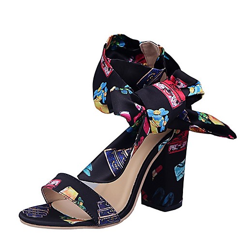 

Women's Sandals Chunky Heel Open Toe PU Summer White / Black