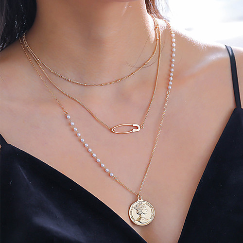 

Women's Pendant Necklace Necklace Layered Necklace Stacking Stackable Lucky Classic Vintage Trendy Fashion Imitation Pearl Chrome Gold 60 cm Necklace Jewelry 1pc For Anniversary Formal Street