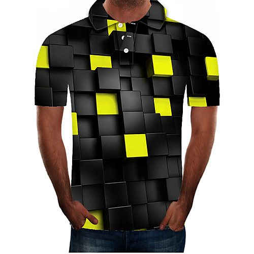 

Men's Daily Going out Street chic / Exaggerated Polo - Color Block / 3D / Graphic Black