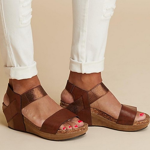 

Women's Sandals Wedge Heel Round Toe PU Spring & Summer Light Brown / Leopard / Light Grey