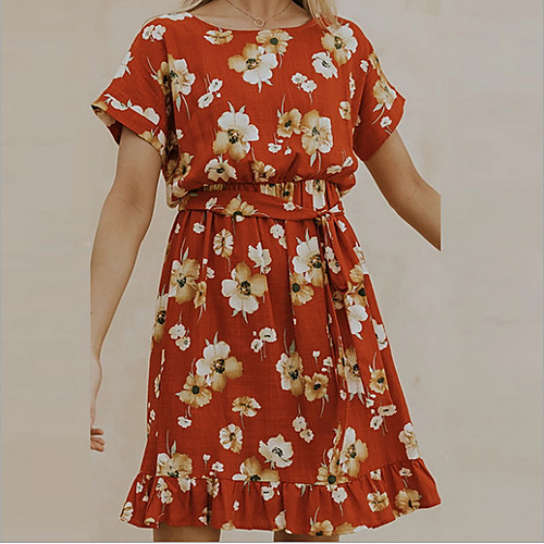 

Women's Red Dress Sheath Geometric S M