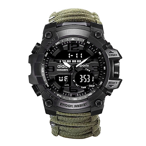 

Men's Sport Watch Quartz Sporty woven Black / Green 30 m Water Resistant / Waterproof Calendar / date / day Chronograph Analog - Digital Outdoor Army - Green Black Two Years Battery Life