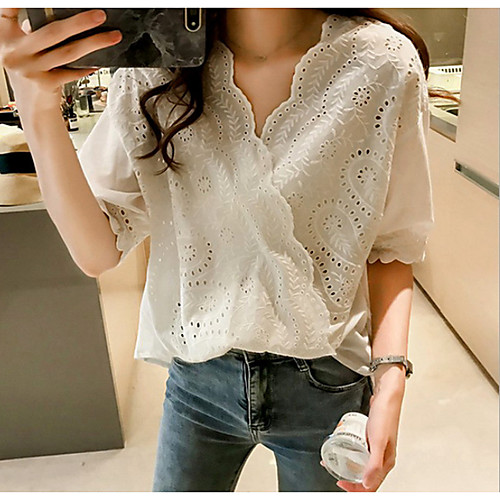 

Women's Daily Blouse - Solid Colored White