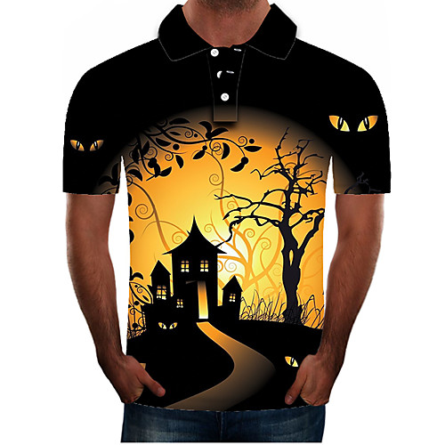 

Men's Daily Going out Street chic / Exaggerated Polo - Color Block / 3D / Graphic Black